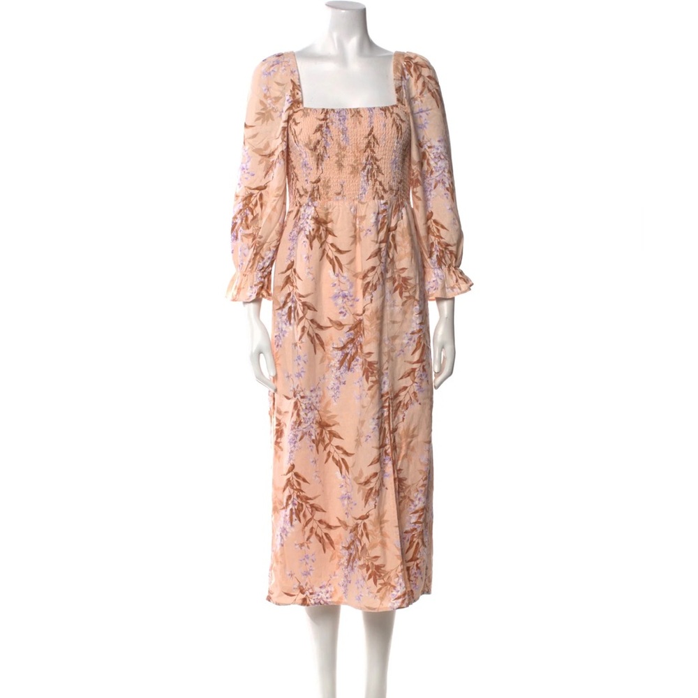 House of Harlow 1960 Peach Floral Long Sleeve Dress